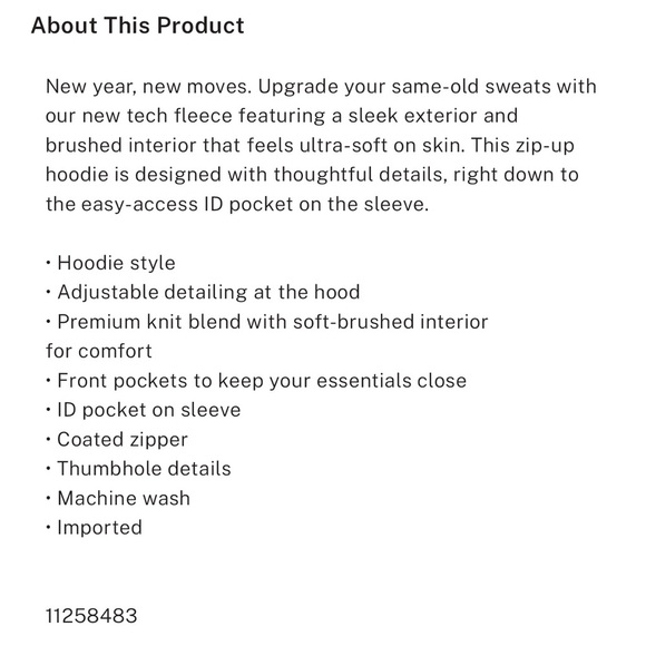 Victoria’s Secret VSX Tech White Plaster Hoodie Sz XS Ivory Zip Sweatshirt New - Picture 6 of 6